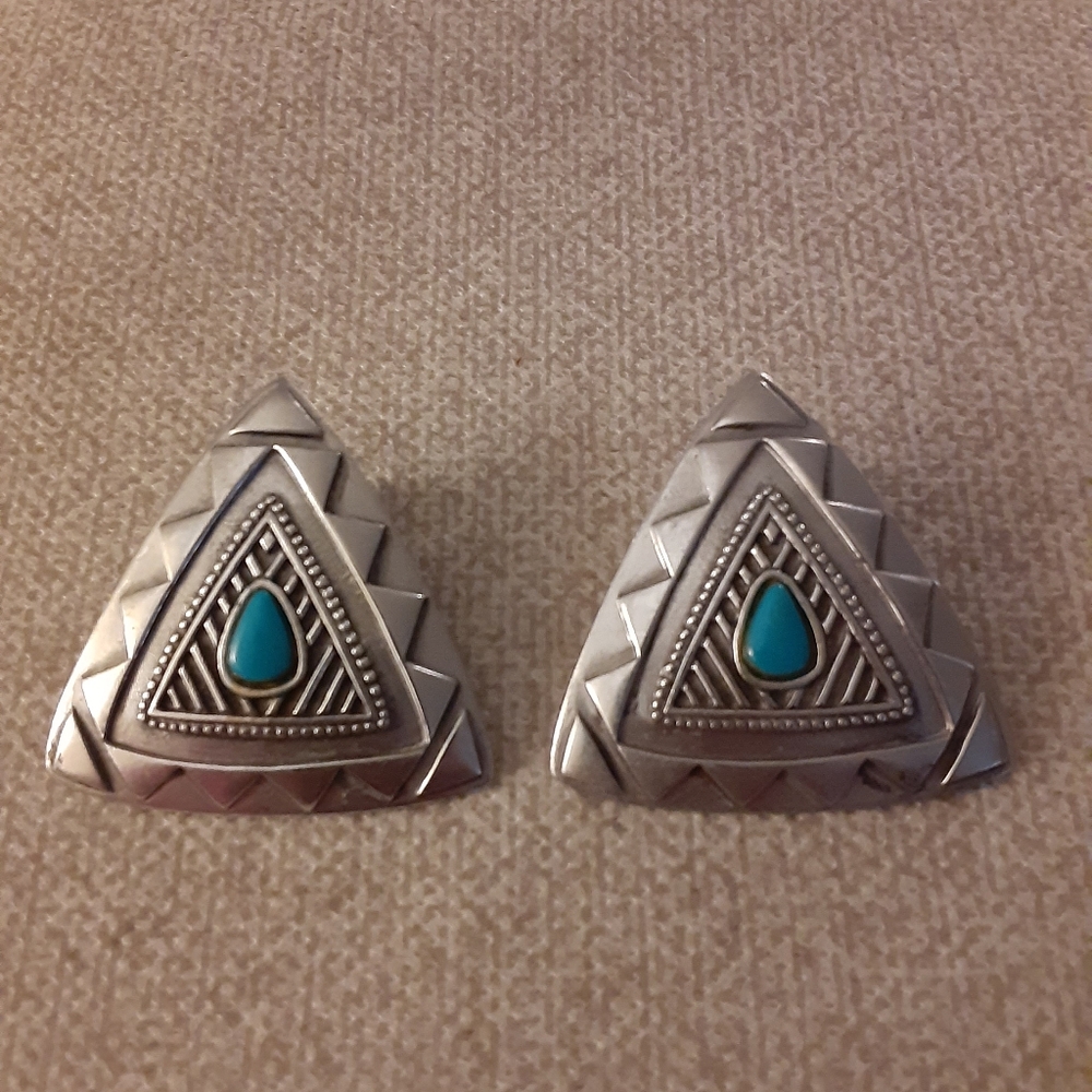 JJ Jonette Vintage 1988 Southwest Triangle Earrings